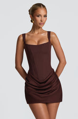 Cornessa Mini Dress - Plum Brown