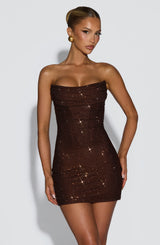 Mirella Mini Dress - Plum Brown